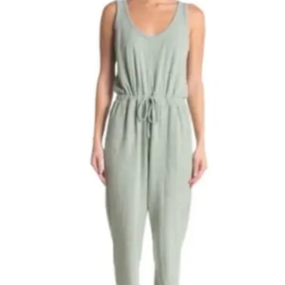 Free People Beach Light Sage Green Knit Jumpsuit - size Extra Small